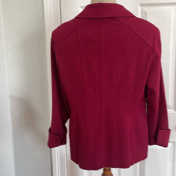 Chico’s LS jacket ponte mulberry red Size 1 8 M - Picture 8 of 16